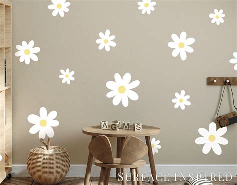 Daisy Flower Wall Decal Set Of Flowers Flower Wall Stickers Boho