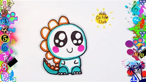 Como Dibujar Dinosaurio Kawaii Facil Para Ni Os Dibujos Youtube