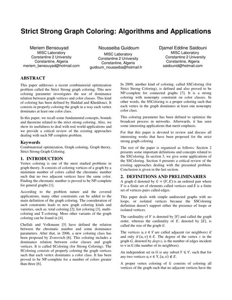 (PDF) Strict Strong Graph Coloring: Algorithms and Applications