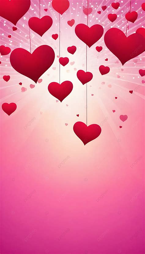 Valentines Day Hanging Hearts Shapes With Copyspace Background