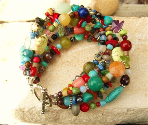 Multi Color Bracelet Multi Semi Precious Stone By Jensbeadbox