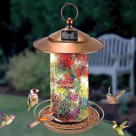 Vantiorango Solar Bird Feeder For Outdoor Waterproof Solar Powered