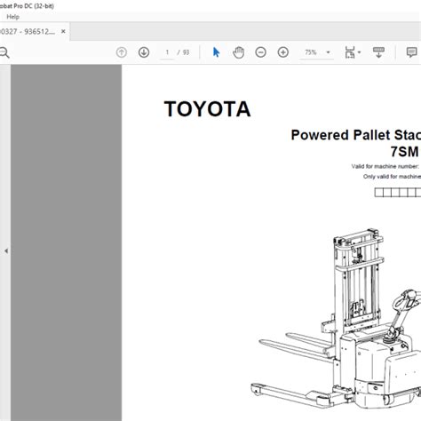 Toyota Forklift Sm S Powered Pallet Stacker Parts Catalogue Manual