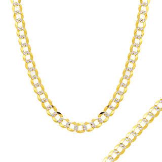 Men's 5.7mm Diamond-Cut Curb Chain Necklace in 14K Two-Tone Gold - 24 ...