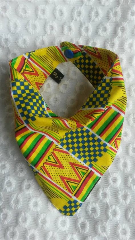 Bandana Bib Handmade African Kente Print Yellow Green Red