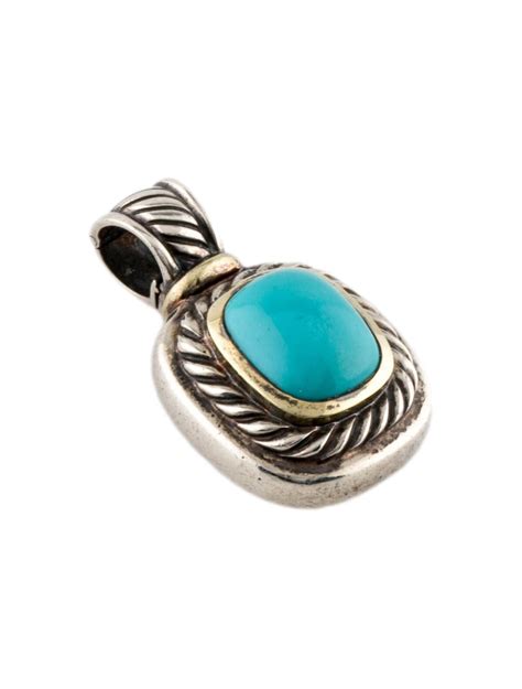 David Yurman Two Tone Turquoise Albion Pendant K Yellow Gold