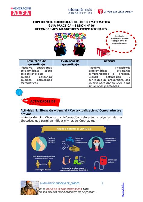 Gu A Pr Ctica N Proporcionalidad Inversa Experiencia