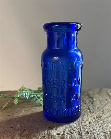 Antique Cobalt Blue Glass Bottle Of Bromo Seltzer By Emerson Etsy