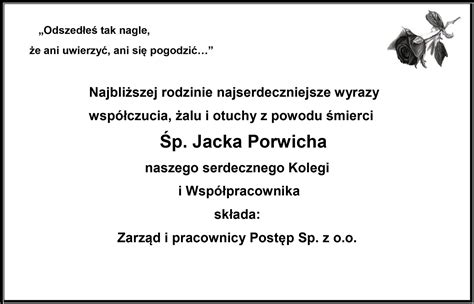 Nekrolog P Jacek Porwich Kondolencje Fleet Pl