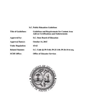 Fillable Online Ed Sc Certification Guidelines Ed Sc Fax Email Print