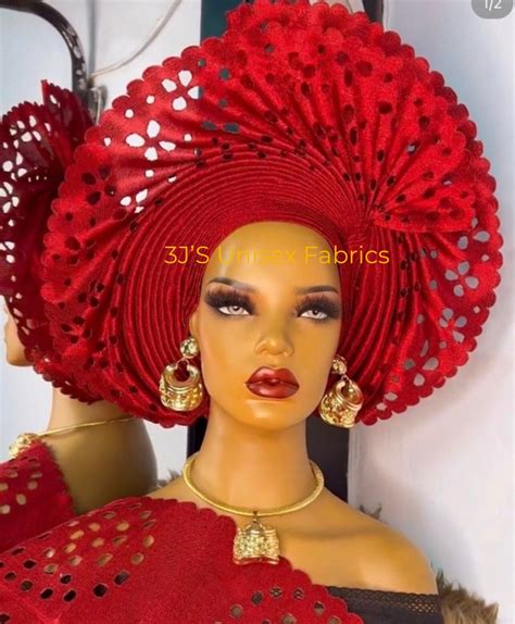 Laser Cut Aso Oke Auto Gele Ipele And Fila Ready To Wear Etsy