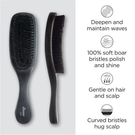 Diane 100 Soft Boar Bristle Curved Wave Mens Hair Brush