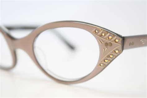 Mink Black Rhinestone Cat Eye Glasses Vintage Cateye Frames Etsy