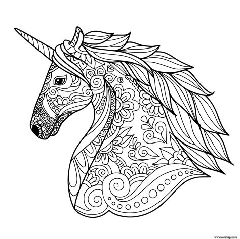 Coloriage Licorne Adulte Zentangle Jecolorie