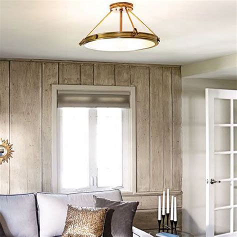 Hinkley Collier 3 Light Semi Flush Ceiling Light In Heritage Brass