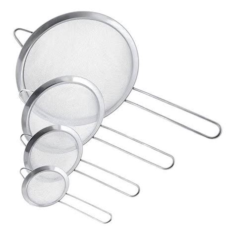 Kit 4 Peneira Grandes Coador Em Aço Inox 8cm 10 cm 12 cm e 14 cm