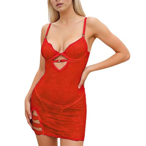 Lingerie For Women Deep V Neck Lace Nightgowns For Women Sexy Sexy Pajamas Wedding Night