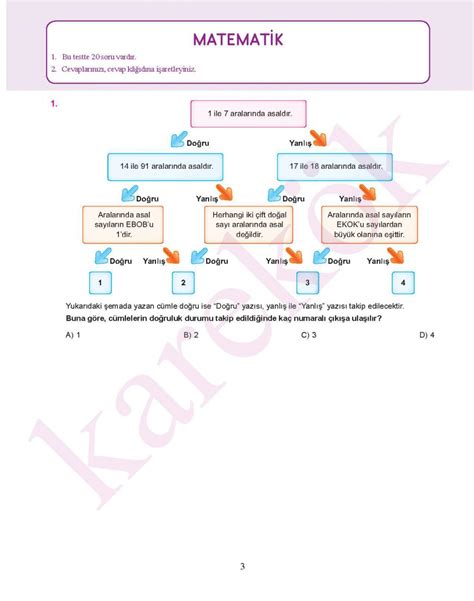 Sinif Lgs Deneme Set Adet Karek K Yay Nc L K