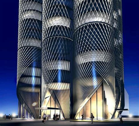 An Artistic Rendering Of A Futuristic Building At Night