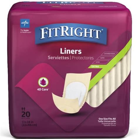 Medline Fitright Extra Incontinence Liner X Ct