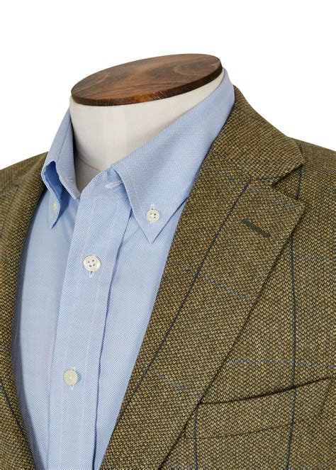 Tailored Fit Green Blue Windowpane Jacket Roderick Charles