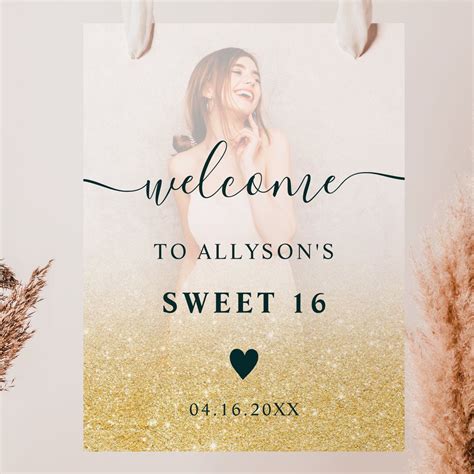 Glitter Ombre Gold Glitter Pink Sweet Welcome Poster Chic Pink