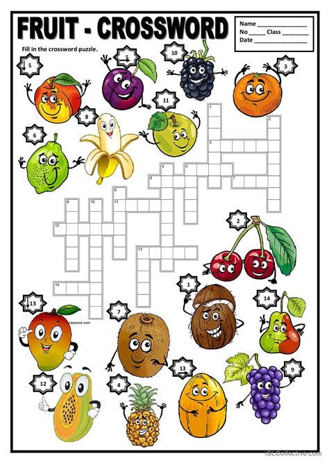 Fruit Crossword English Esl Worksheets Pdf And Doc