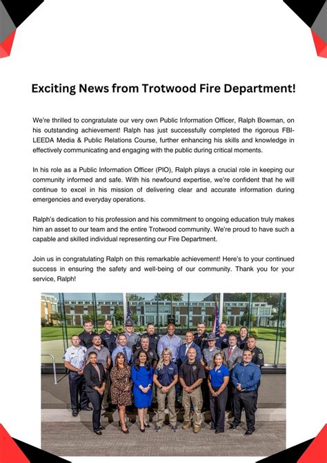 Exciting News From Trotwood Fire Department Trotwood Ohio