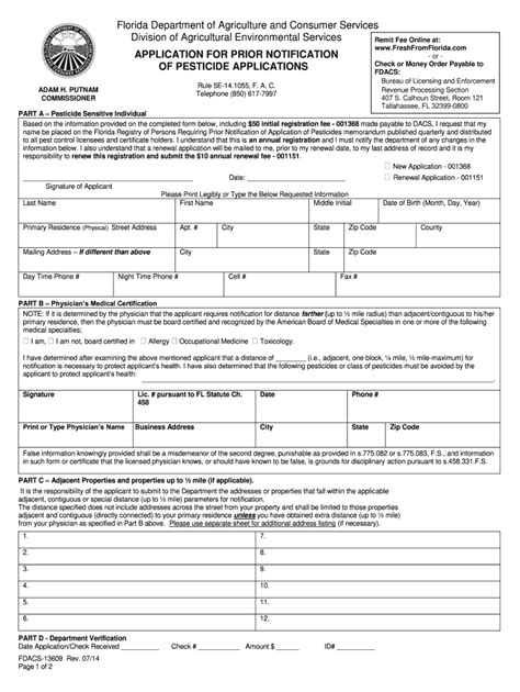 Prior Notification Pesticide Fill Online Printable Fillable Blank