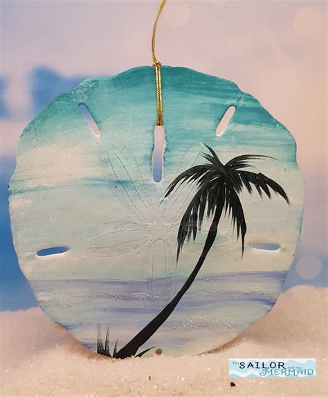 Painted Real Sand Dollar With A Jade Sunset Beach Scene Etsy Seashell