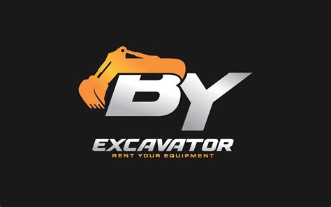 BY Logo Excavator For Construction Company Heavy Equipment Template