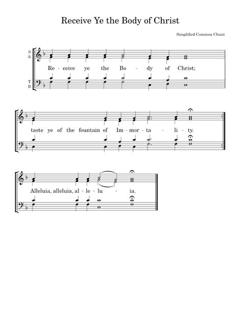 Receive Ye The Body Of Christ Simplified Common Chant Sheet Music For