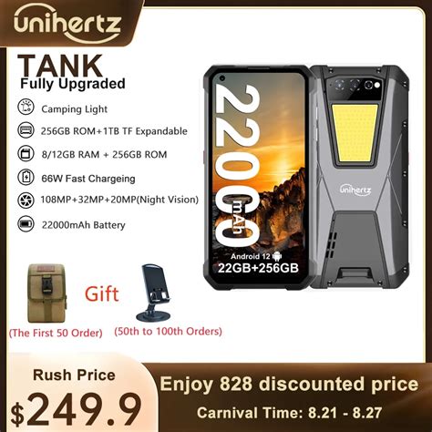 Unihertz Tank Mah Rugged Smartphone Android Cellphone Night