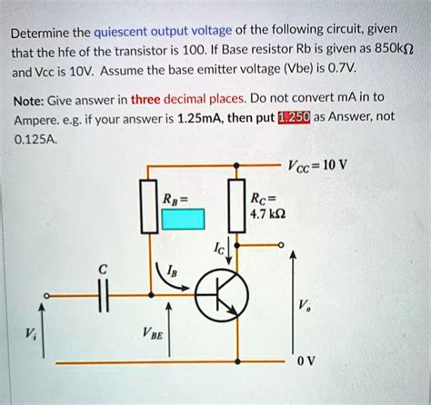 SOLVED Determine The Quiescent Output Voltage Of The Following Circuit