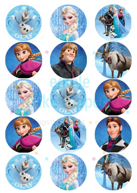 Pre Cut Uncut Edible Cake Cupcake Toppers Frozen Themed Elsa Anna The