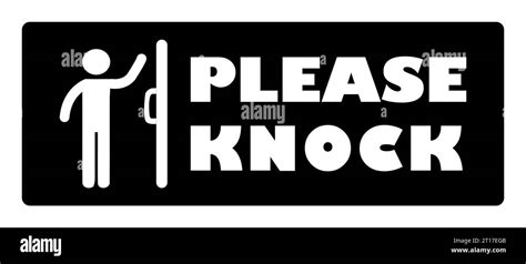 Please Knock Door Sign Please Knock Door Sign On Black Background