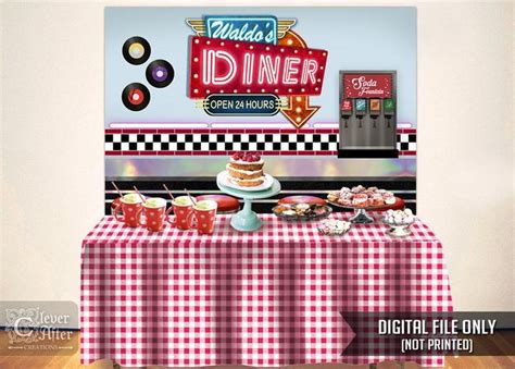 Ad Retro Diner Backdrop Diner Poster 1950s Party Decor Via Etsy