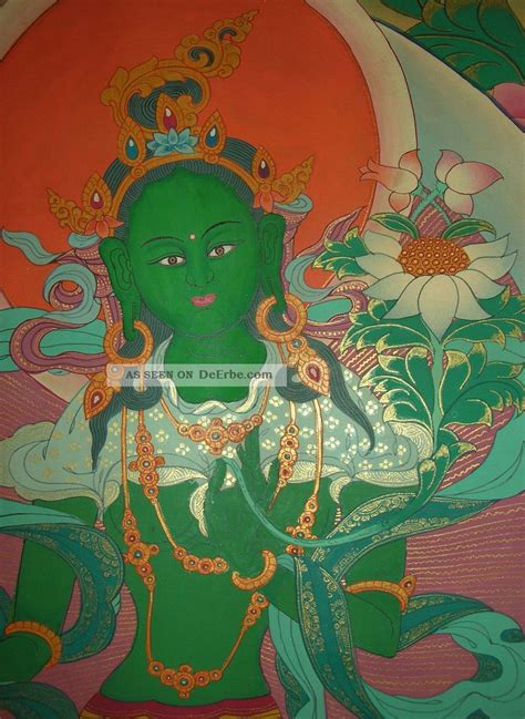 Sehr Sch Nes Masterpiece Thangka Aus Nepal Gr Ne Tara In Brokat X Cm