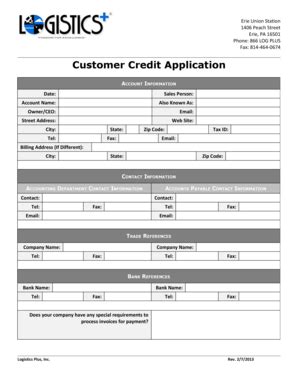 Printable Business Credit Application Forms And Templates