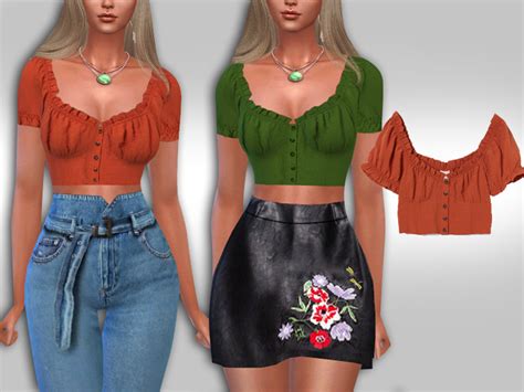 Mini Casual Trendy Button Tops Design By Saliwa Found In Tsr Category Sims 4 Female Everyday