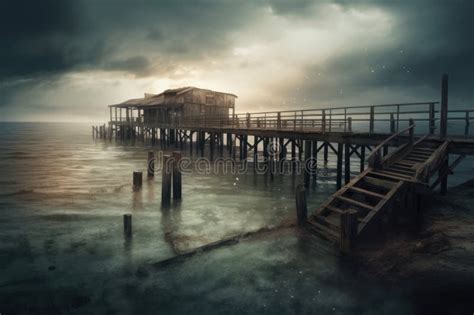 Abandoned Pier Generate Ai Stock Illustration Illustration Of