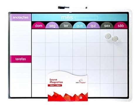 Quadro Lousa Magnética Planner Semanamês C2 Imãs E Cane Mercado Livre
