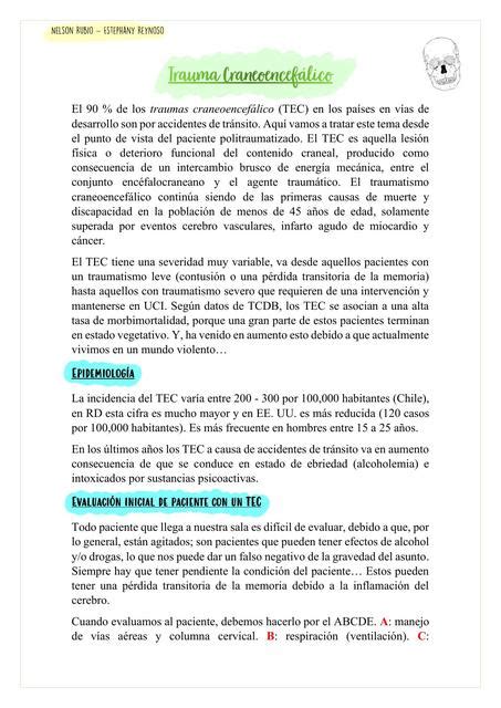 Trauma Craneoencefálico Estephany Reynoso uDocz