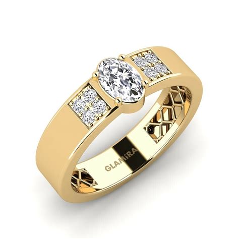 Hochwertige Verlobungsring Avul Mit 0 36 Karat Diamant Oval Gelbgold