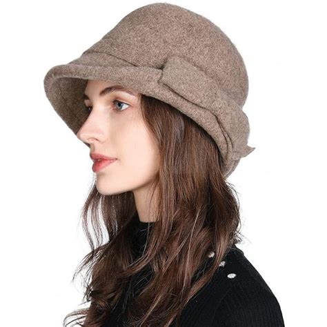 Womens S Vintage Wool Felt Cloche Bucket Bowler Hat Winter