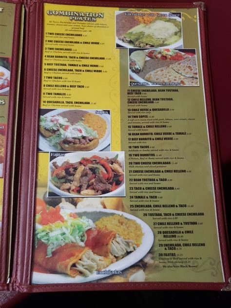 Menu at La Costa Mexican Restaurant, Fortuna