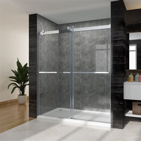 SUNNY SHOWER Double Sliding Frameless Shower Door, 60 in.W X 72 in.H ...