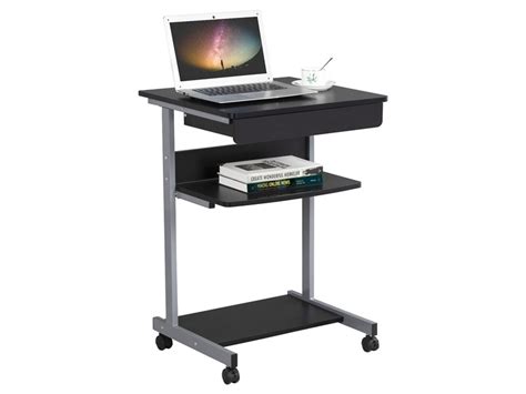 Yaheetech Bureau D Ordinateur Portable Roulant Table Informatique Noir