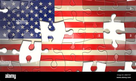 america usa flag in puzzle pieces Stock Photo - Alamy