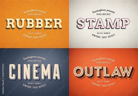 Retro Text Effect Mockup Bundle Stock Template Adobe Stock